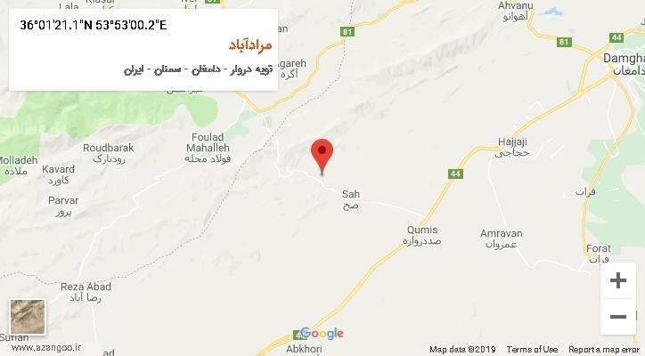 روستای مرادآباد بر روی نقشه