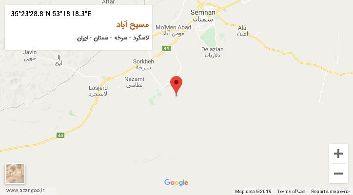 روستای مسیح آباد بر روی نقشه
