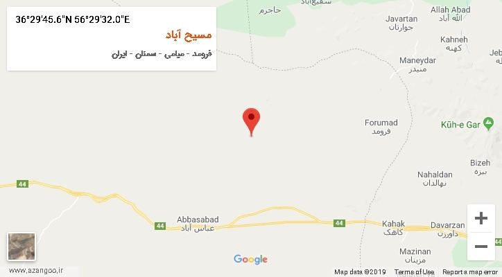 روستای مسیح آباد بر روی نقشه