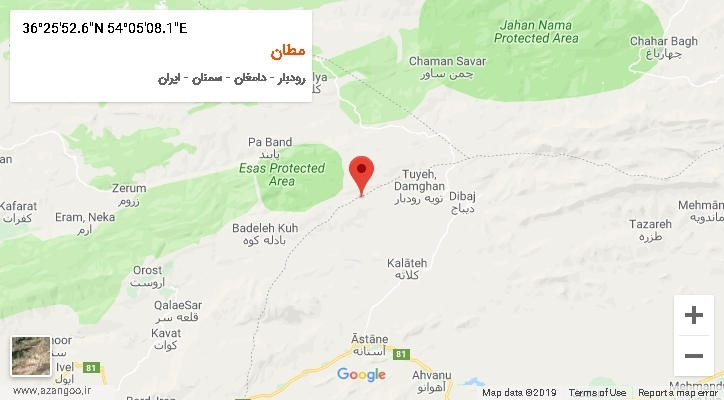 روستای مطان بر روی نقشه