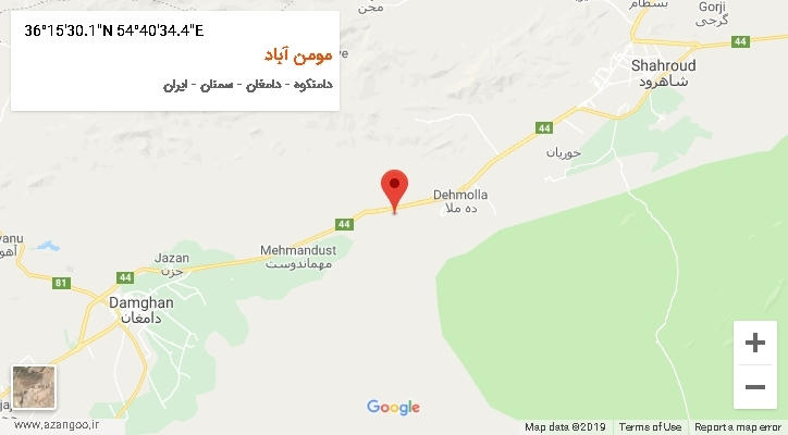 روستای مومن آباد بر روی نقشه