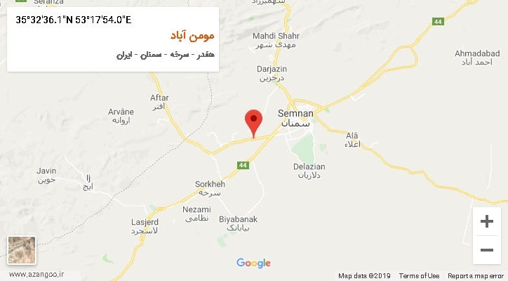 روستای مومن آباد بر روی نقشه