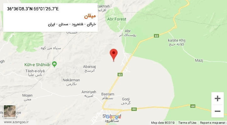 روستای میقان بر روی نقشه