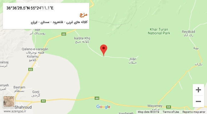 روستای مزج بر روی نقشه