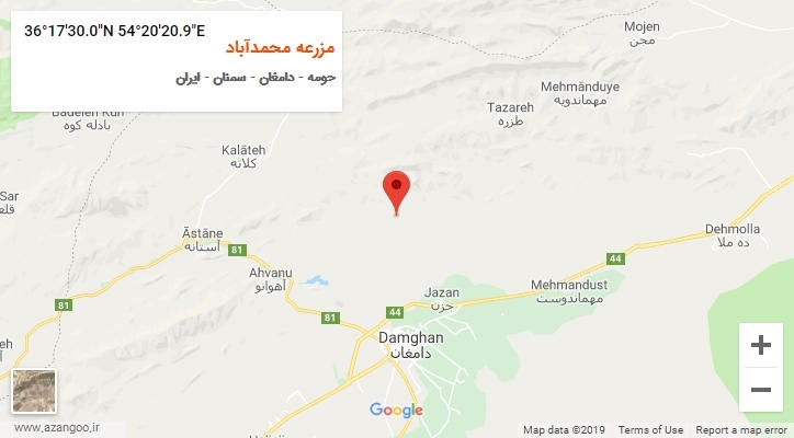 روستای مزرعه محمدآباد بر روی نقشه