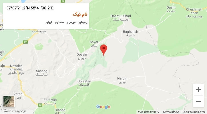 روستای نام نیک بر روی نقشه