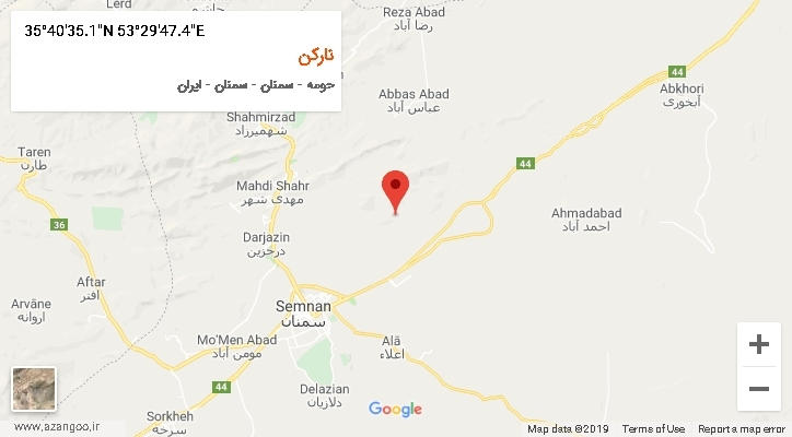 روستای نارکن بر روی نقشه