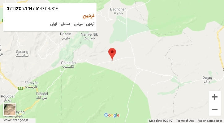 روستای نردین بر روی نقشه