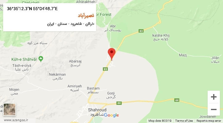 روستای نصیرآباد بر روی نقشه