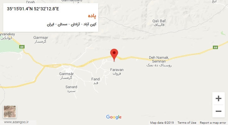 روستای پاده بر روی نقشه