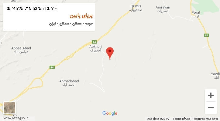 روستای پرپای پایین بر روی نقشه