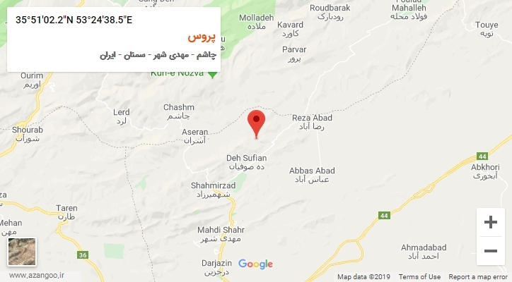 روستای پروس بر روی نقشه