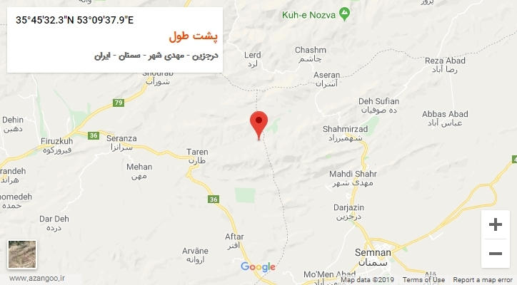 روستای پشت طول بر روی نقشه
