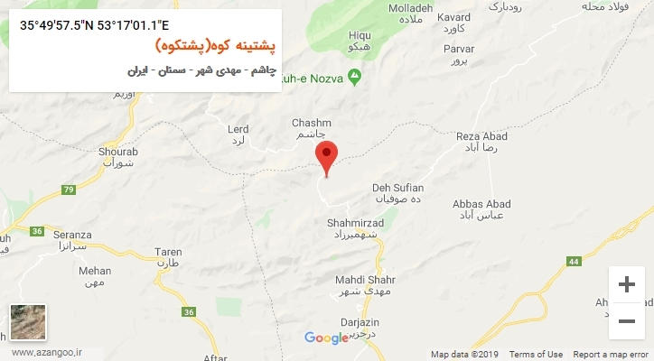 روستای پشتینه کوه(پشتکوه) بر روی نقشه