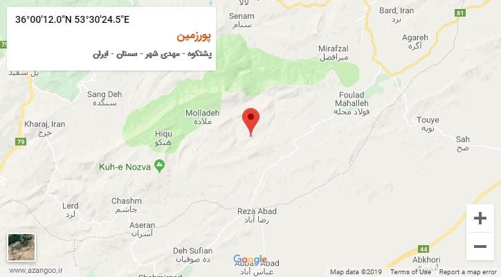 روستای پورزمین بر روی نقشه