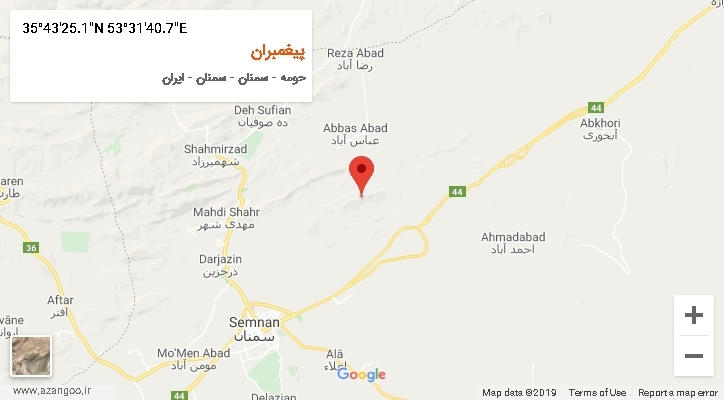 روستای پیغمبران بر روی نقشه