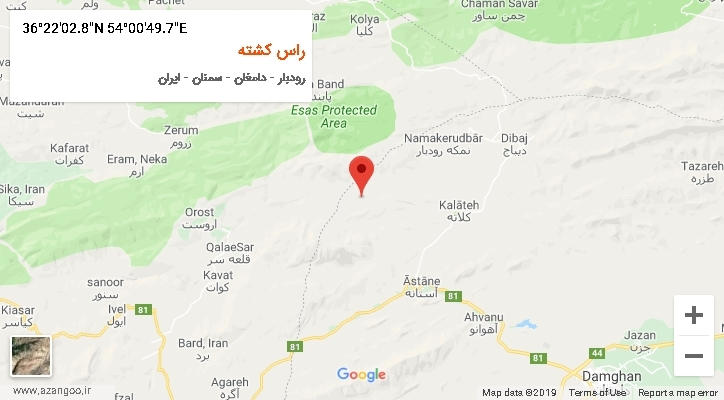 روستای راس کشته بر روی نقشه