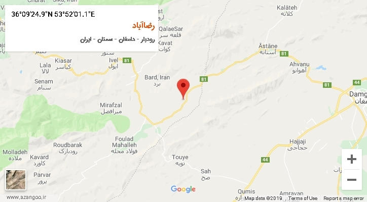 روستای رضاآباد بر روی نقشه