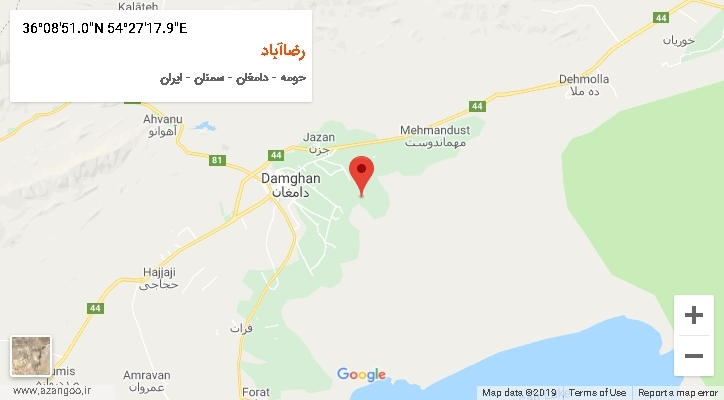 روستای رضاآباد بر روی نقشه