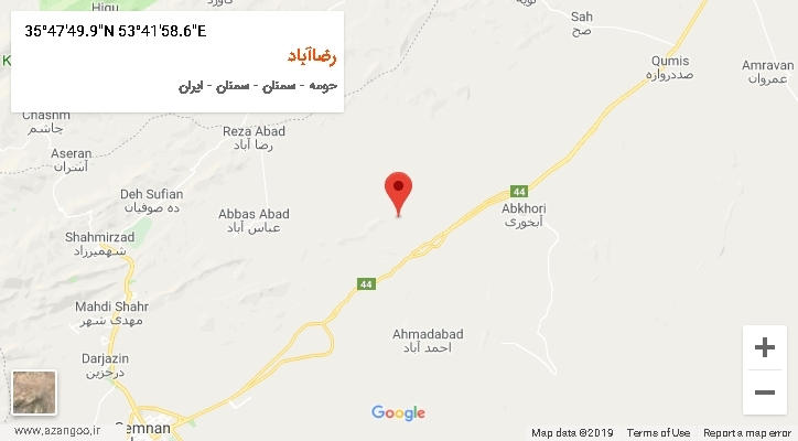 روستای رضاآباد بر روی نقشه