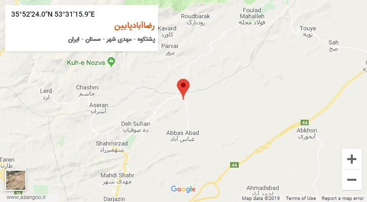 روستای رضاآبادپایین بر روی نقشه