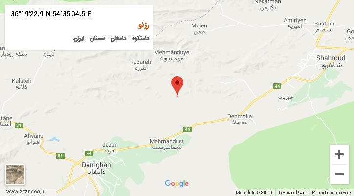 روستای رزنو بر روی نقشه