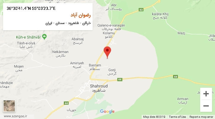 روستای رضوان آباد بر روی نقشه