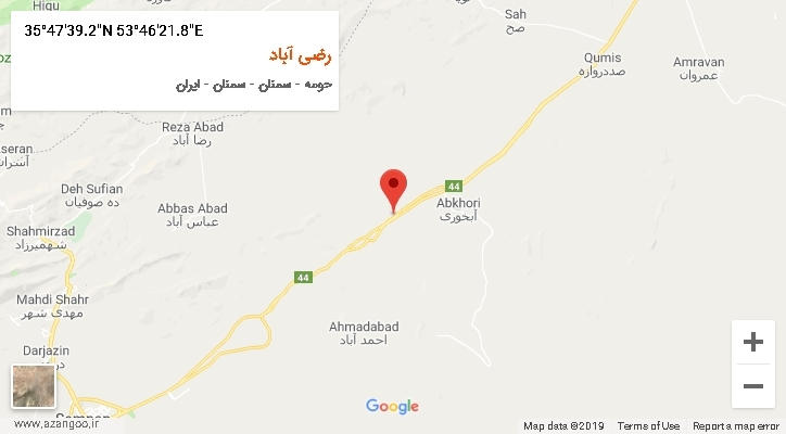 روستای رضی آباد بر روی نقشه
