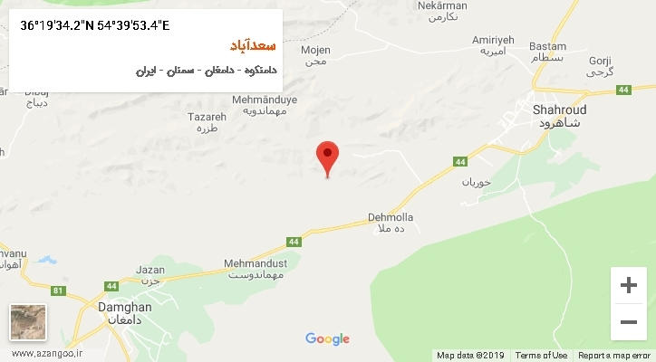 روستای سعدآباد بر روی نقشه