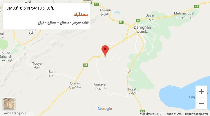 روستای سعدآباد بر روی نقشه