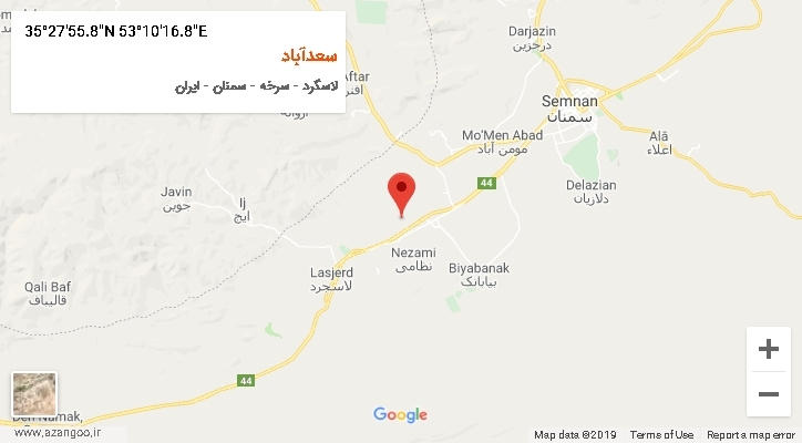 روستای سعدآباد بر روی نقشه