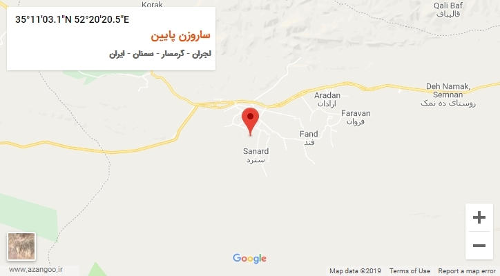 روستای ساروزن پایین بر روی نقشه