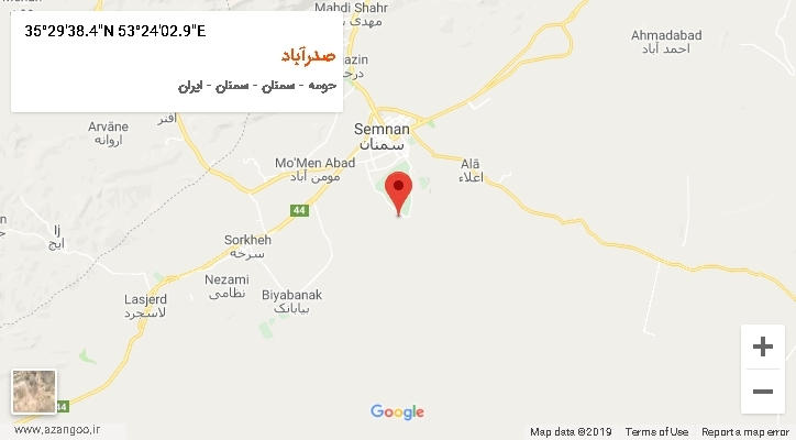 روستای صدرآباد بر روی نقشه