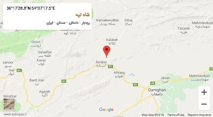 روستای شاه تپه بر روی نقشه