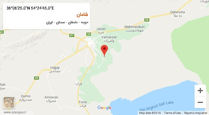 روستای شامان بر روی نقشه