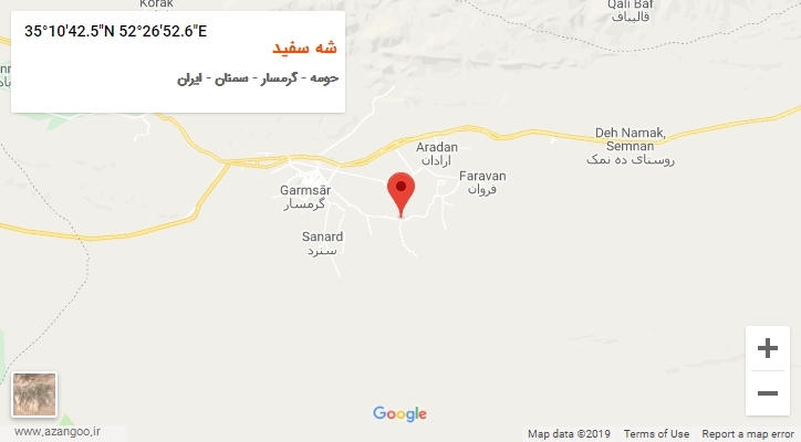 روستای شه سفید بر روی نقشه