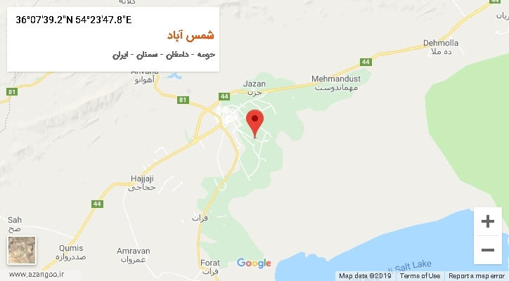 روستای شمس آباد بر روی نقشه