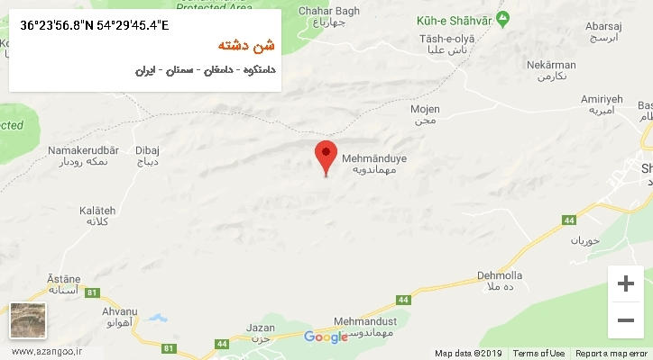 روستای شن دشته بر روی نقشه
