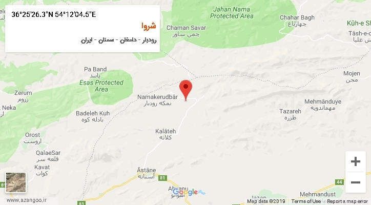 روستای شروا بر روی نقشه