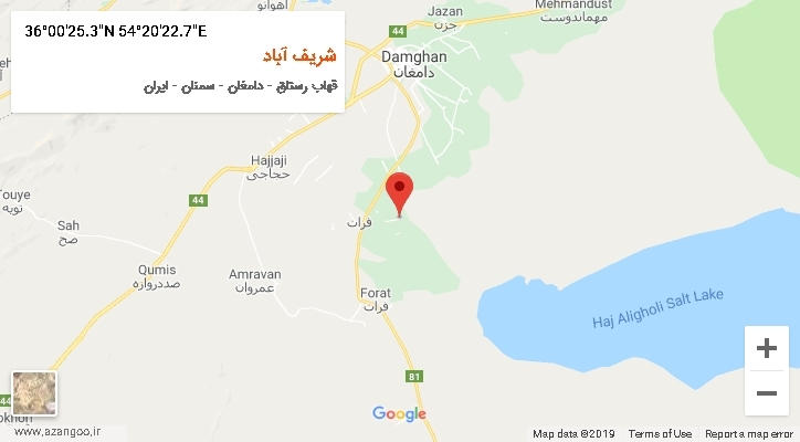 روستای شریف آباد بر روی نقشه