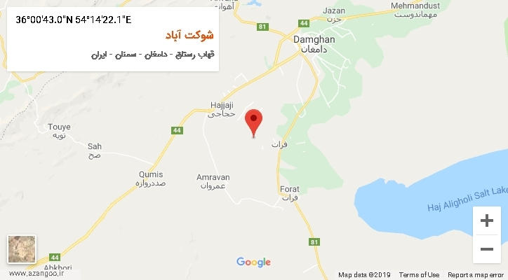 روستای شوکت آباد بر روی نقشه