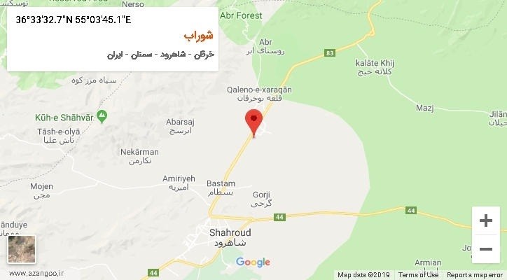 روستای شوراب بر روی نقشه