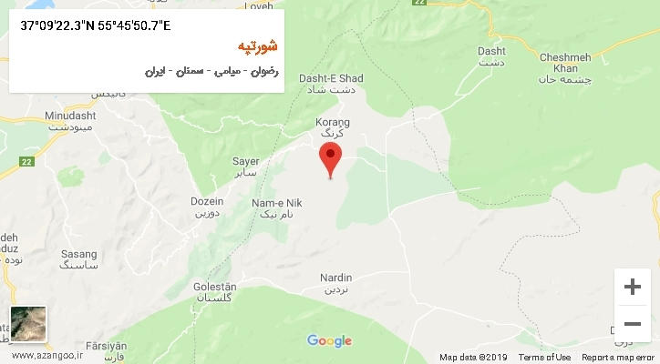 روستای شورتپه بر روی نقشه