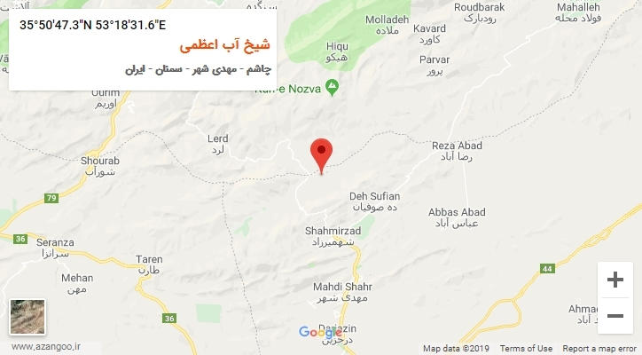 روستای شیخ آب اعظمی بر روی نقشه