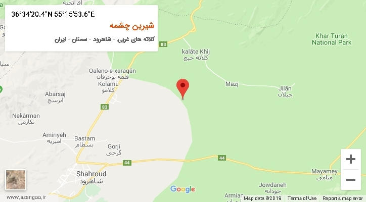 روستای شیرین چشمه بر روی نقشه