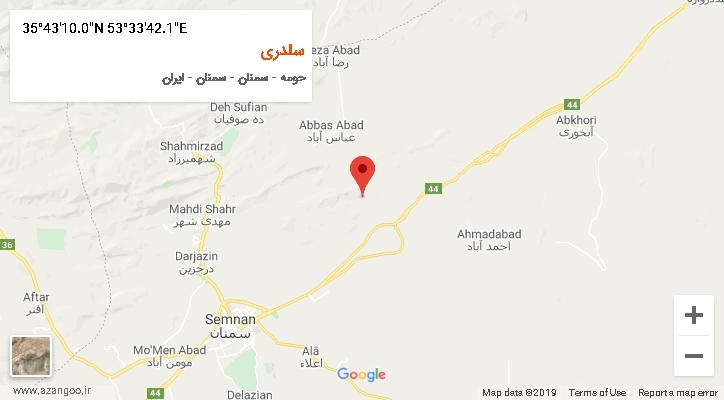 روستای سلدری بر روی نقشه