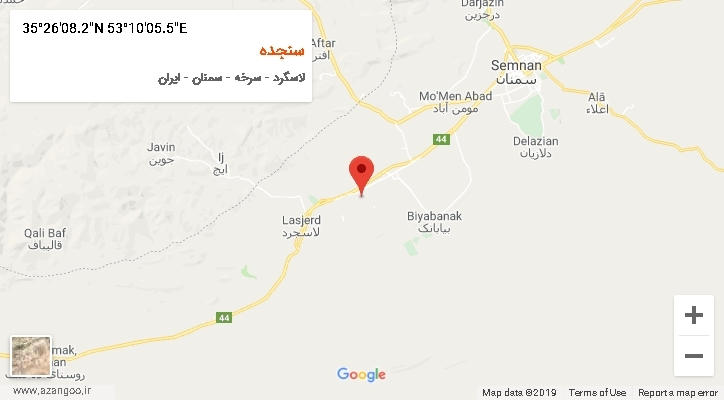 روستای سنجده بر روی نقشه