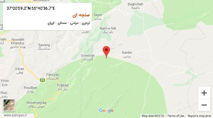 روستای سنجه ای بر روی نقشه