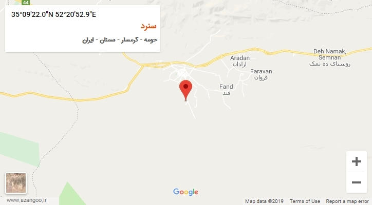روستای سنرد بر روی نقشه