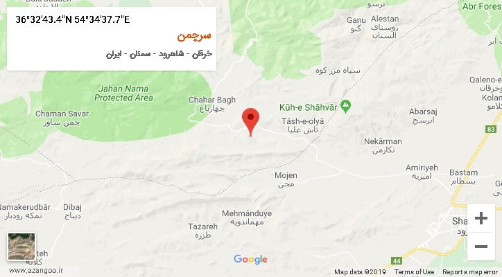 روستای سرچمن بر روی نقشه